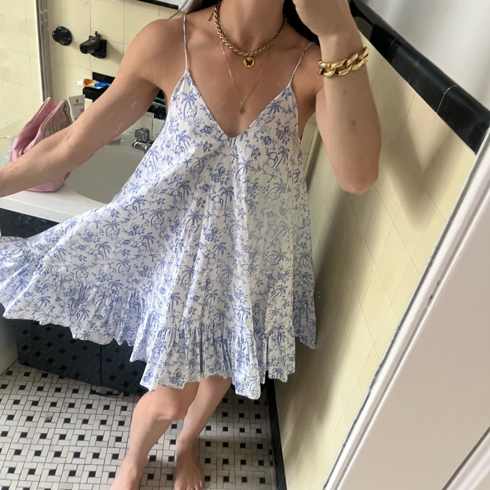 Cara Cara Floral Blue and White Dress
